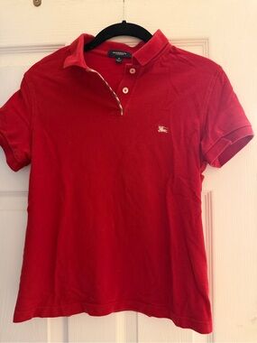 Burberry Red Short Sleeve Polo Tee